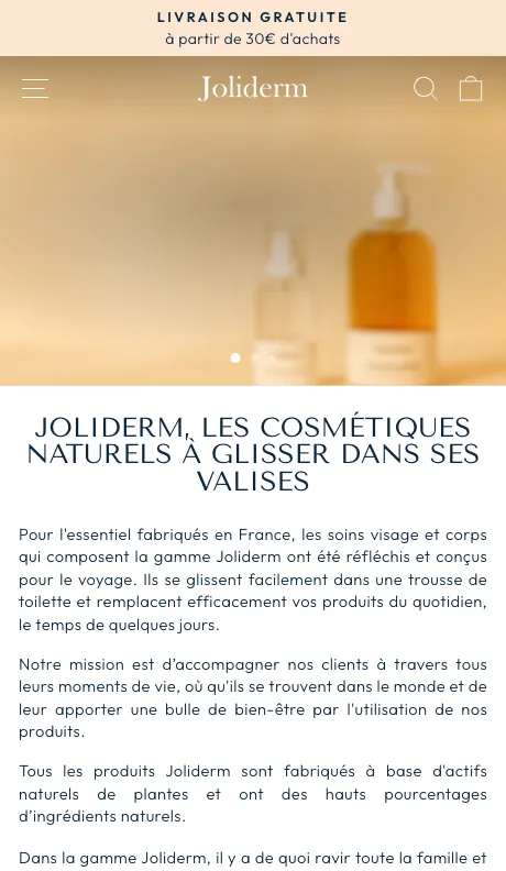Joliderm home page in French